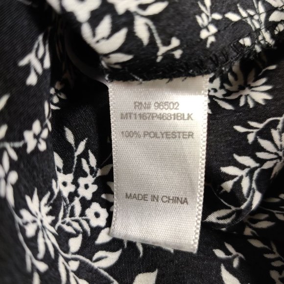 Sandy & Sid womens button down flounced long sleeve shirt black floral top sz M - Picture 8 of 11